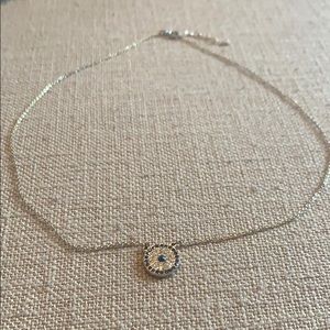 Gorgeous white & blue rhinestone pendant necklace